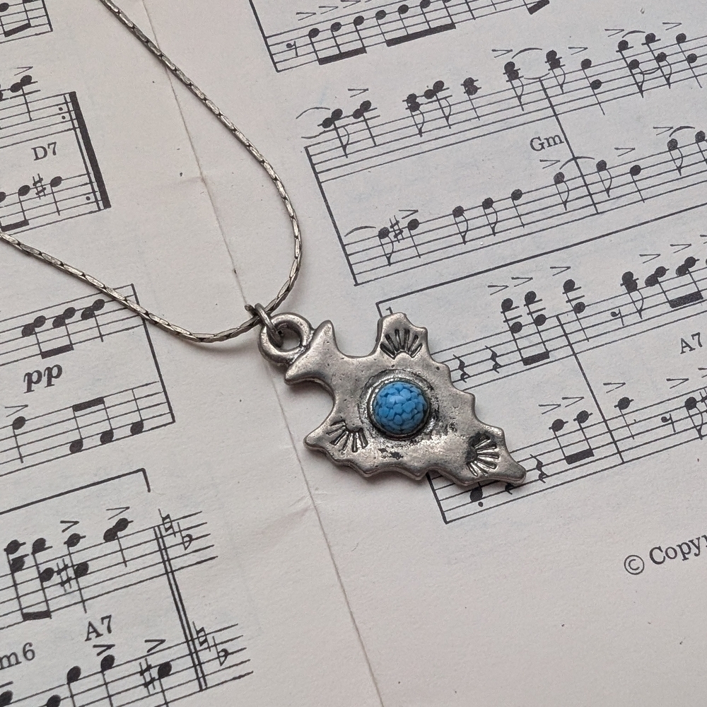 Navajo Arrowhead Pendant Necklace with Blue Stone